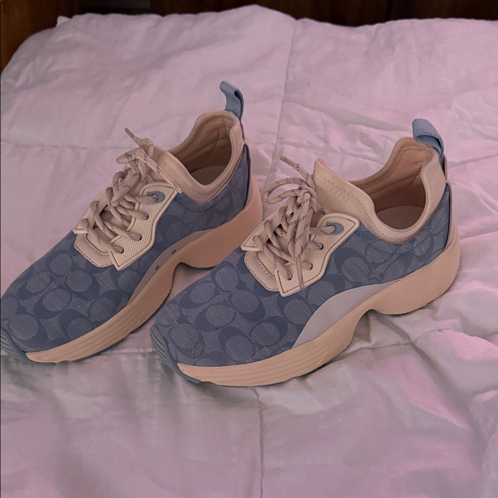 Coach Blue and Cream Patterned Sneakers